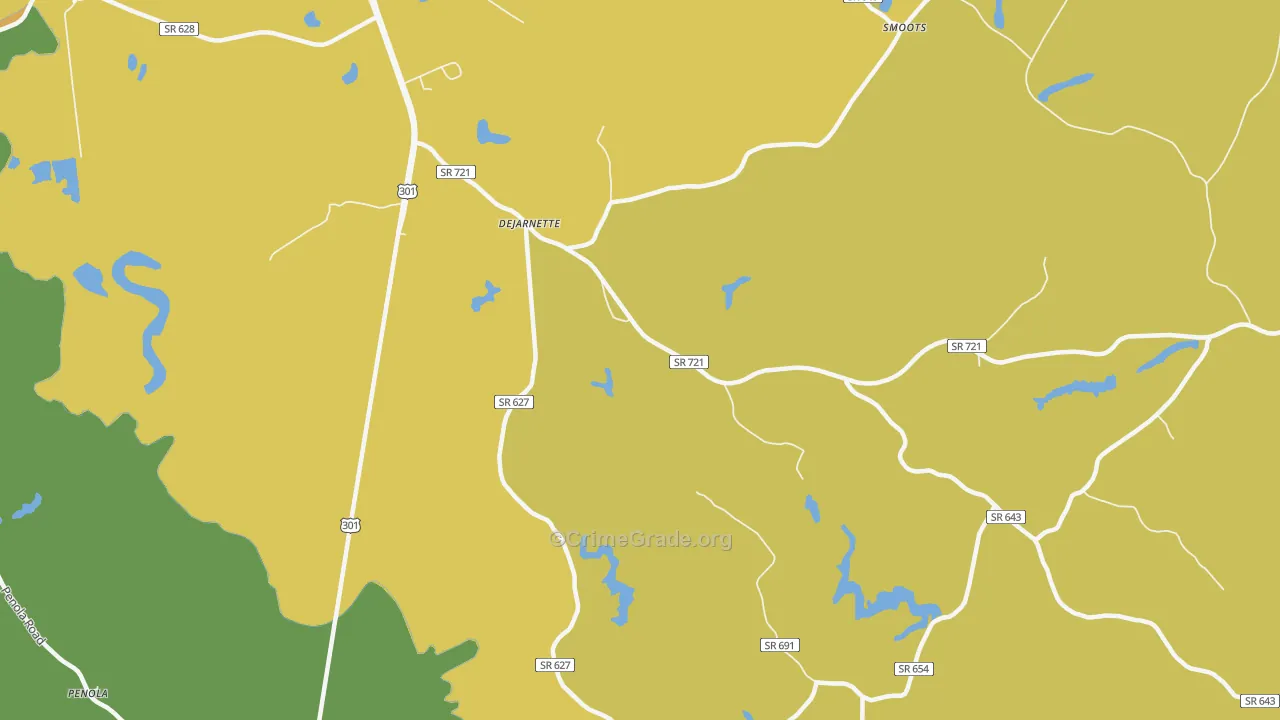 DeJarnett, VA Map of Vehicle Theft Rates