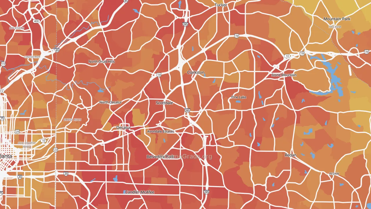 DeKalb County, GA Map of Vehicle Theft Rates