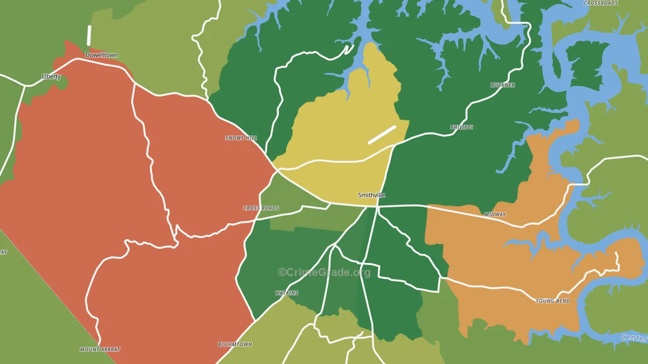 DeKalb County, TN Map of Vehicle Theft Rates