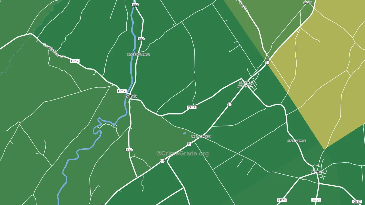 DeKalb Junction, NY Map of Vehicle Theft Rates