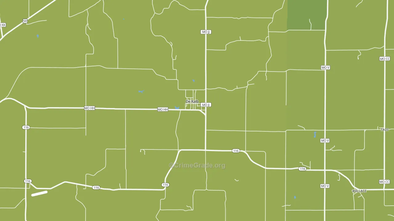 DeKalb, MO Map of Vehicle Theft Rates
