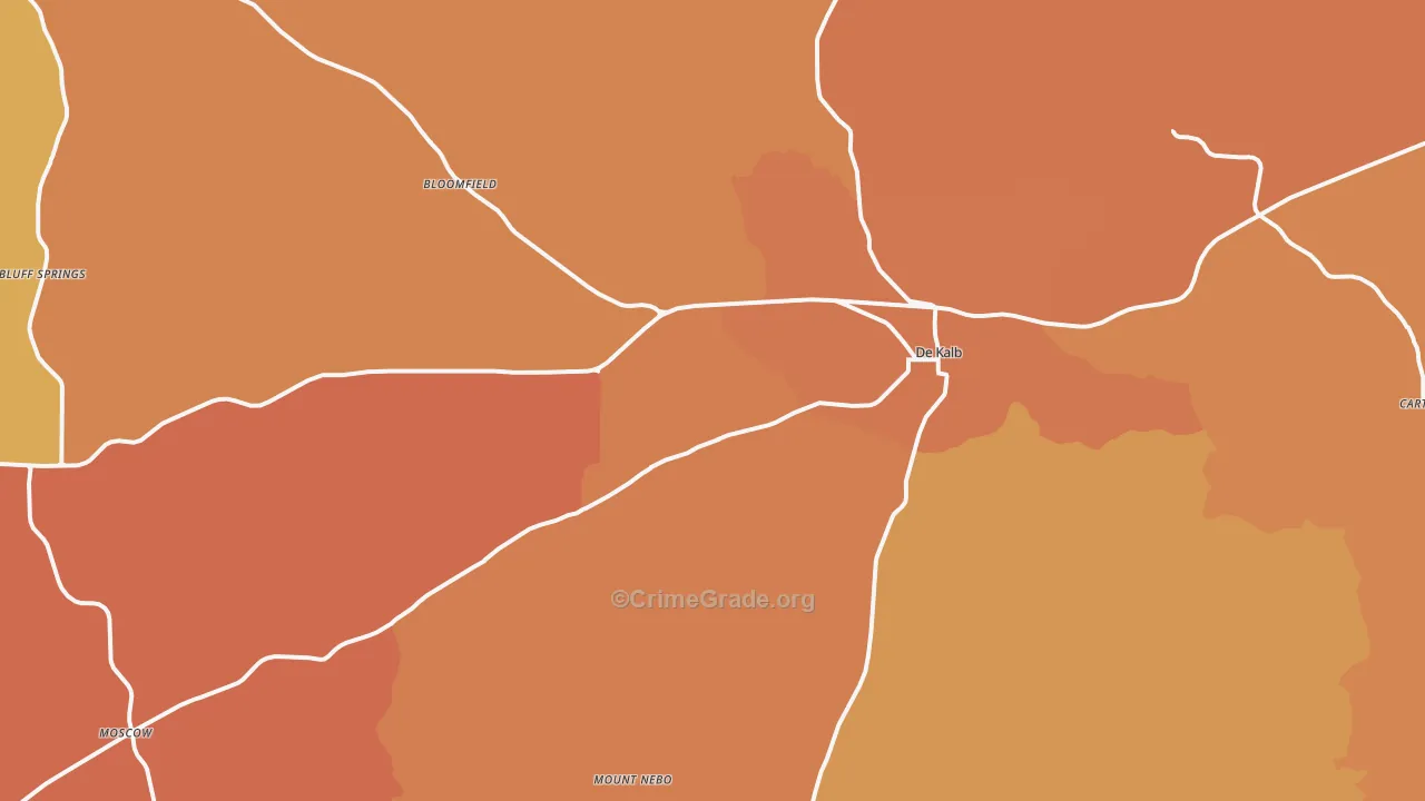 DeKalb, MS Map of Vehicle Theft Rates