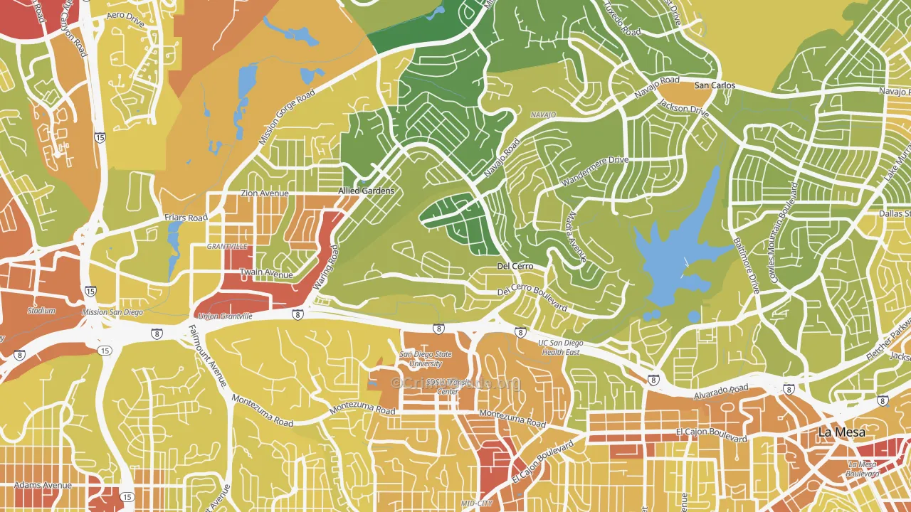 Del Cerro, San Diego, CA Map of Vehicle Theft Rates