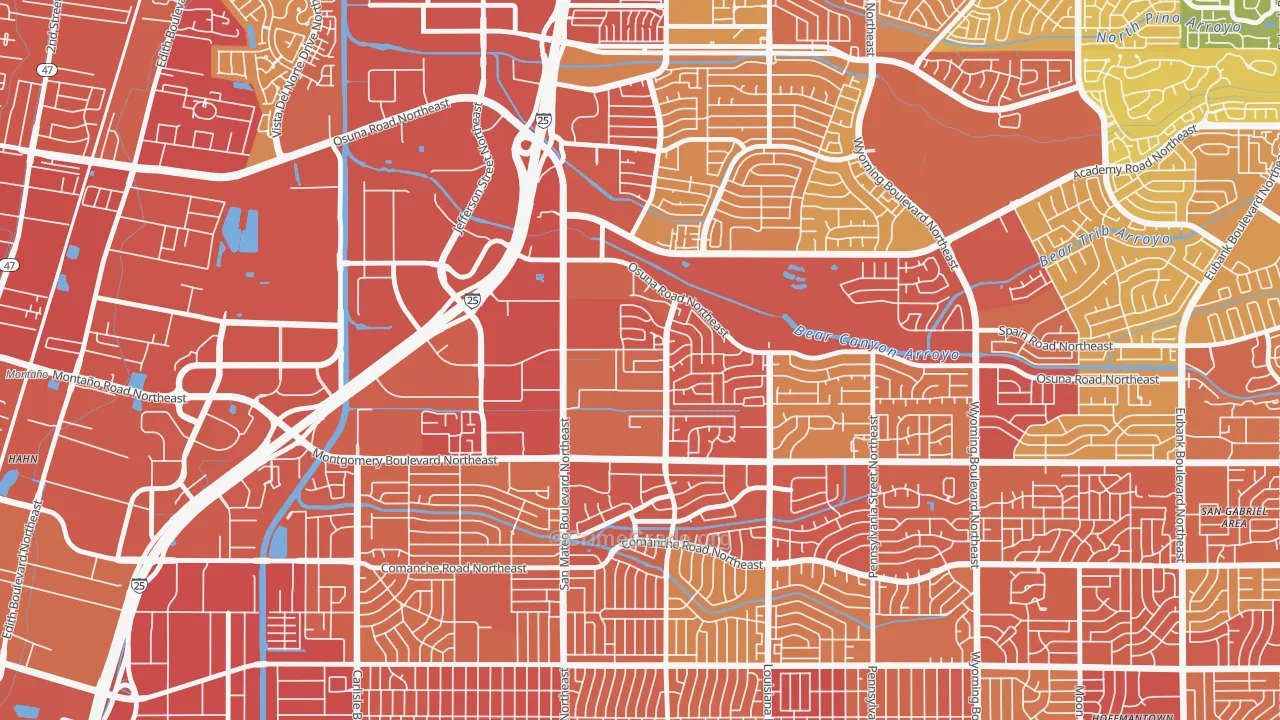 Del Norte, Albuquerque, NM Map of Vehicle Theft Rates