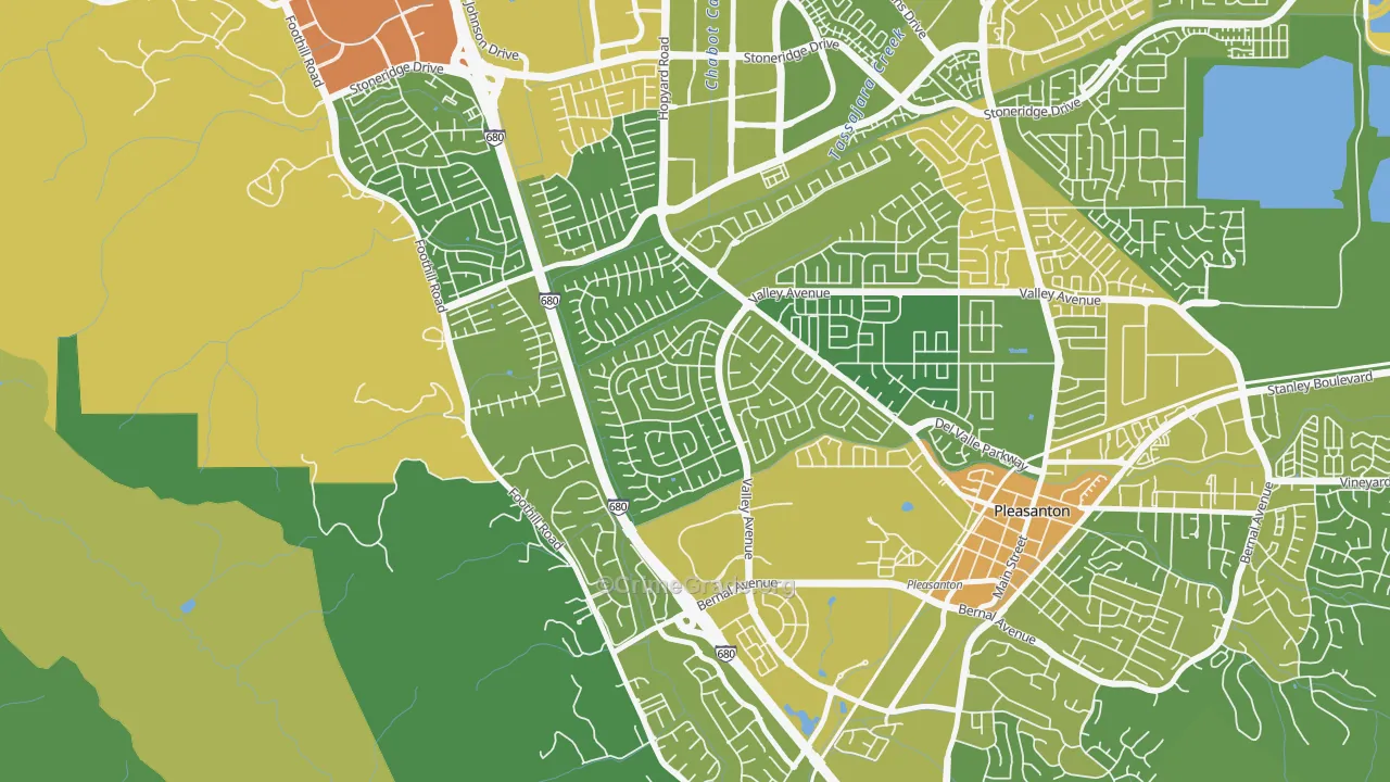 Del Prado, Pleasanton, CA Map of Vehicle Theft Rates