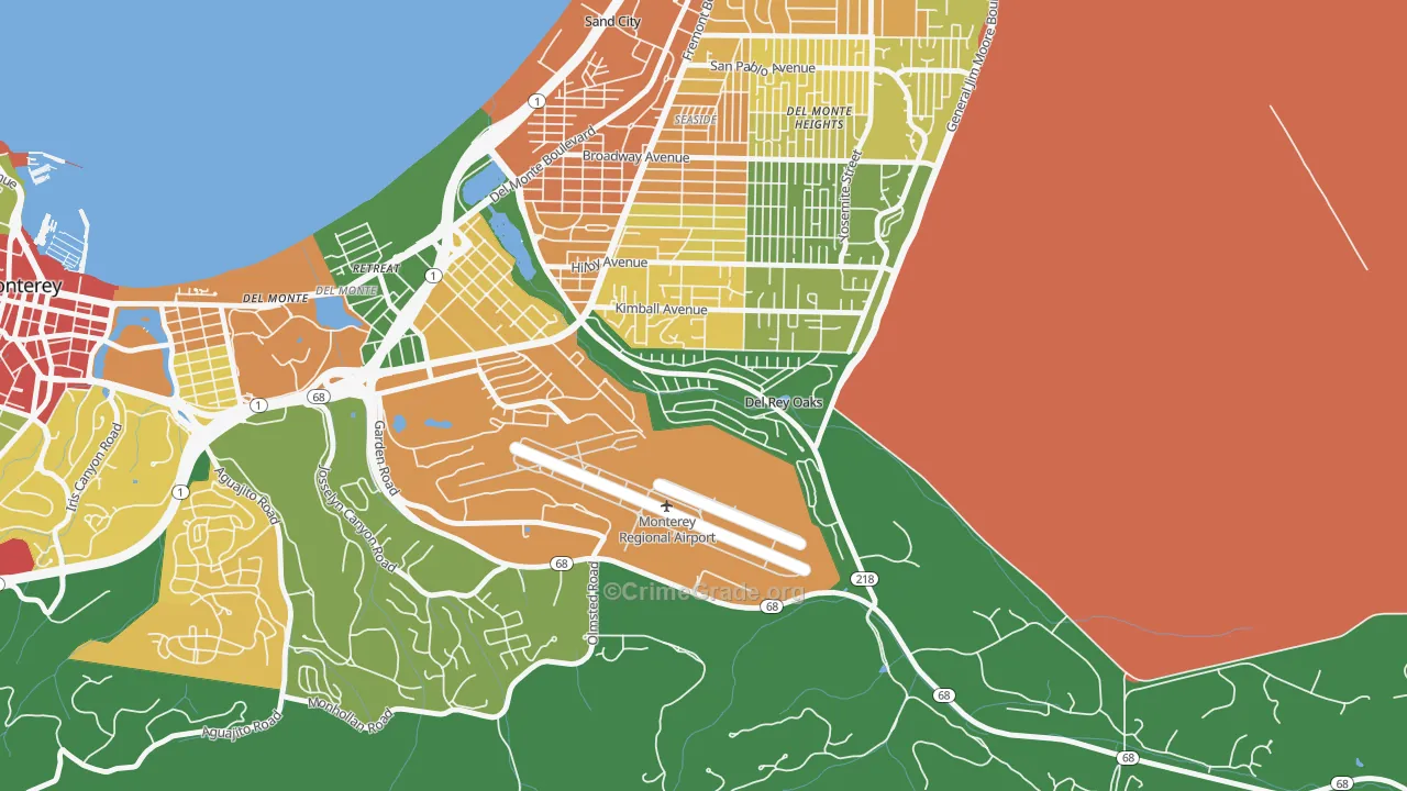 Del Rey Oaks, CA Map of Vehicle Theft Rates