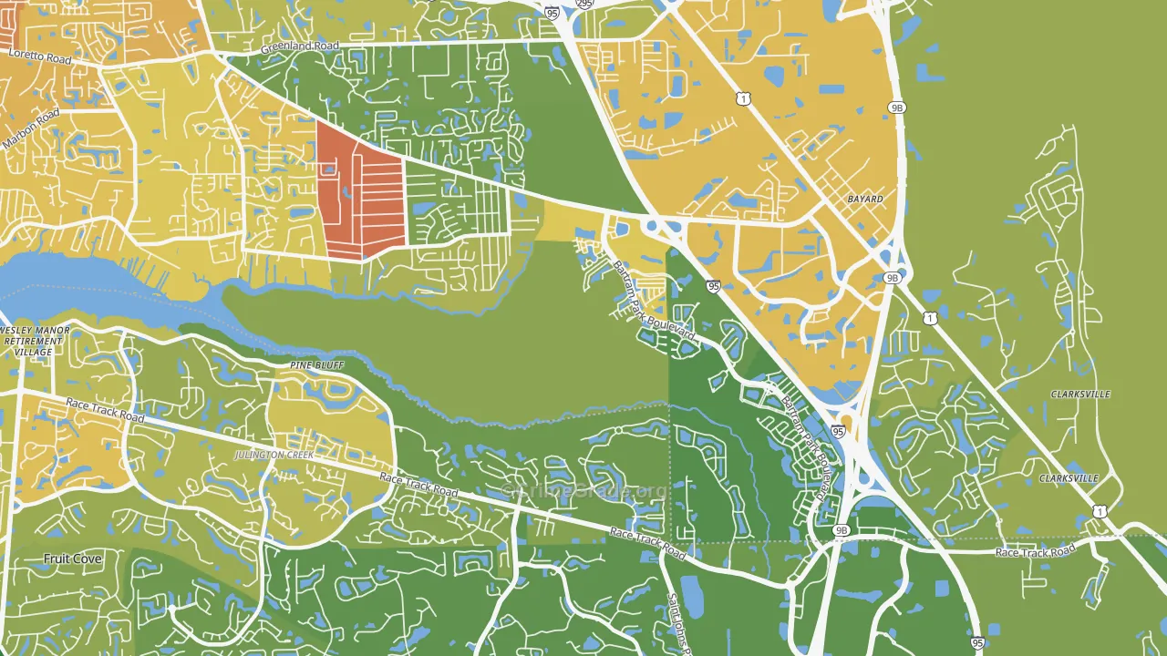 Del Rio, Jacksonville, FL Map of Vehicle Theft Rates