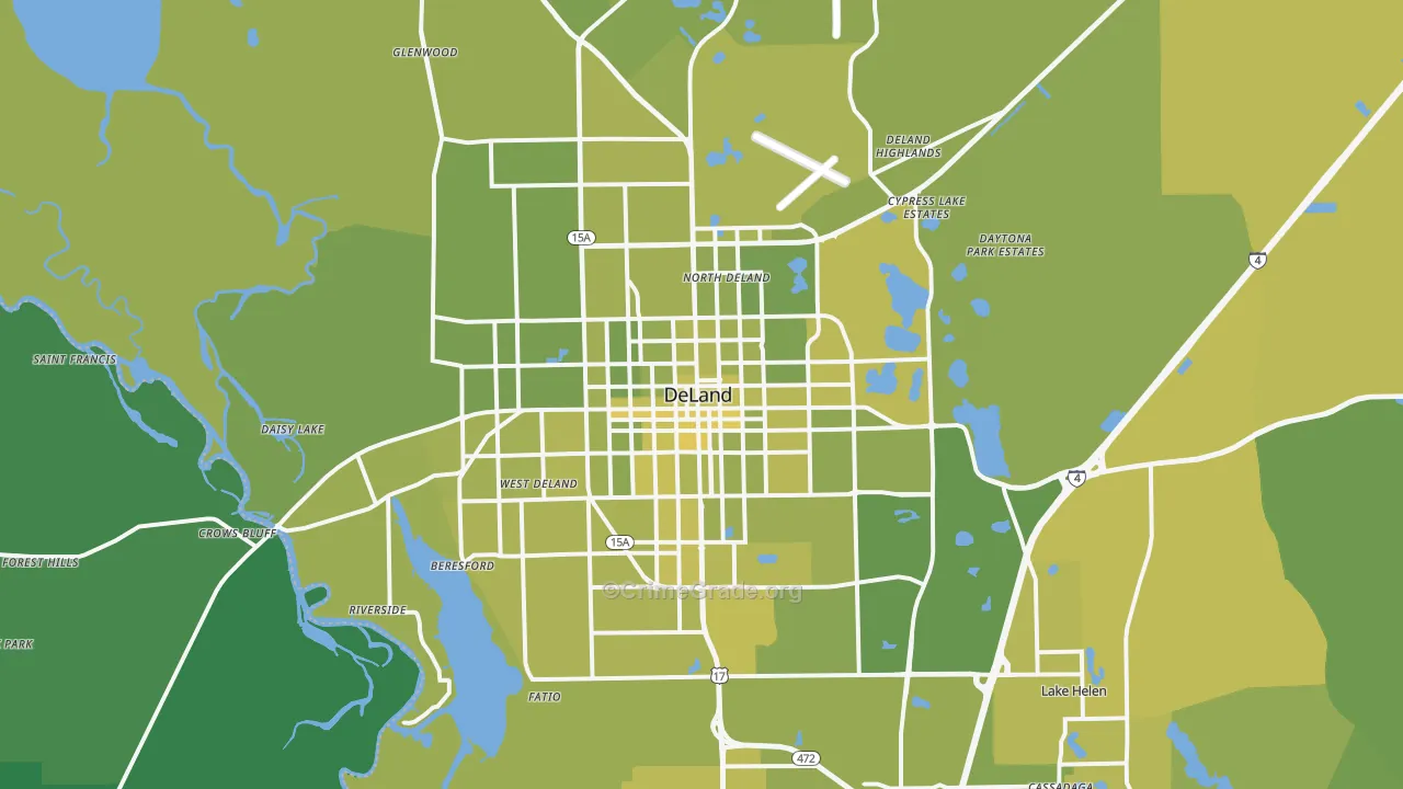 DeLand, FL Map of Vehicle Theft Rates
