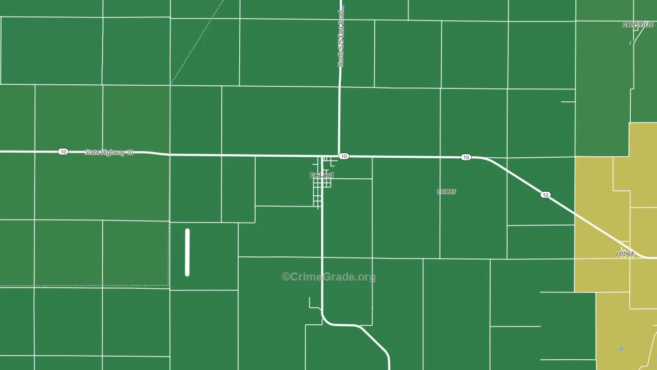 DeLand, IL Map of Vehicle Theft Rates
