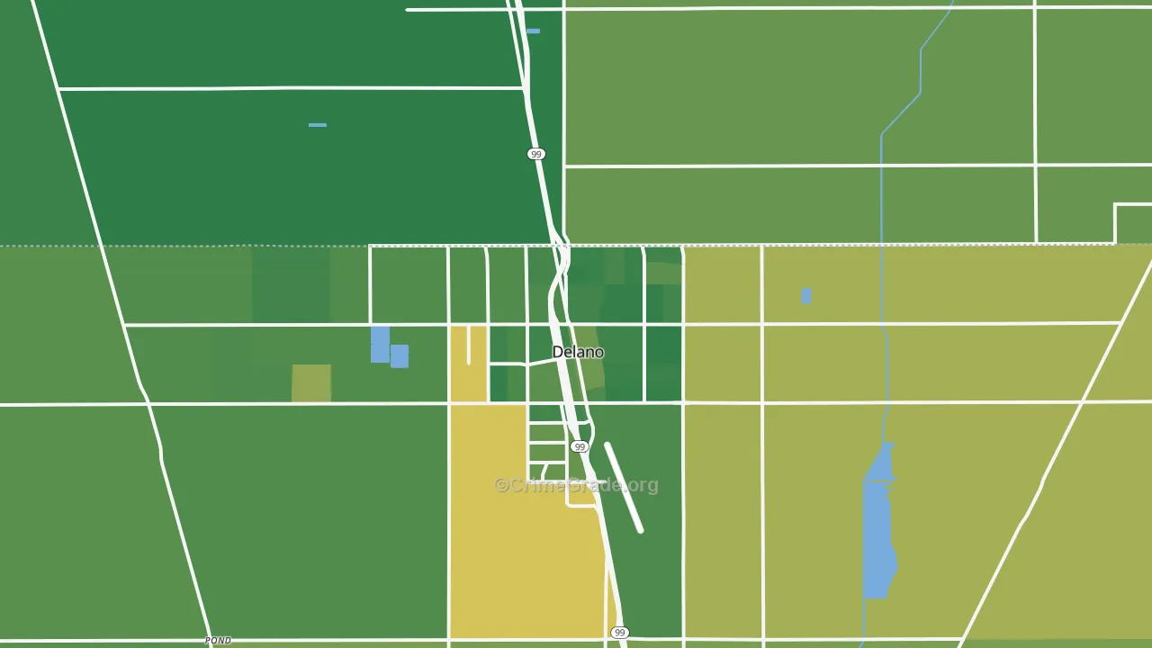 Delano, CA Map of Vehicle Theft Rates