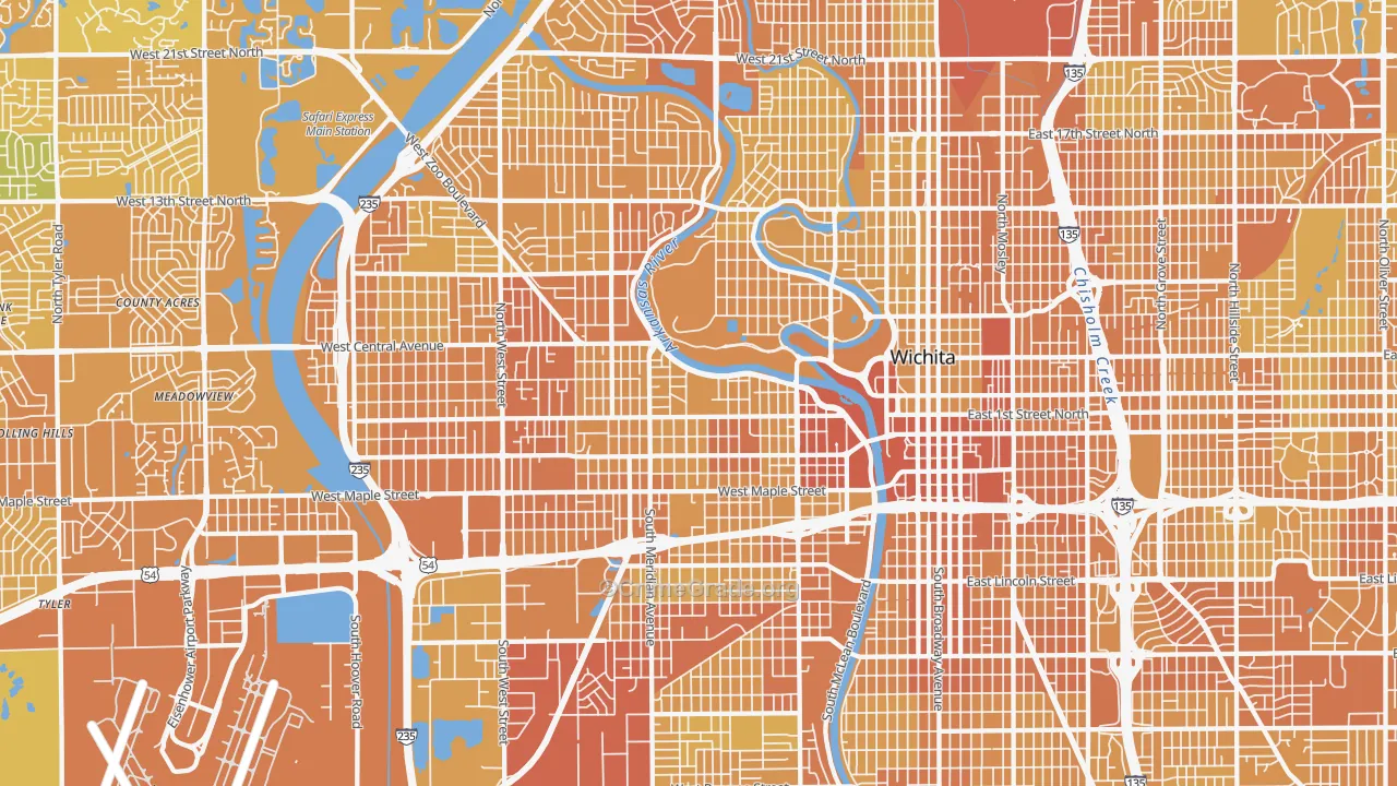 Delano, Wichita, KS Map of Vehicle Theft Rates
