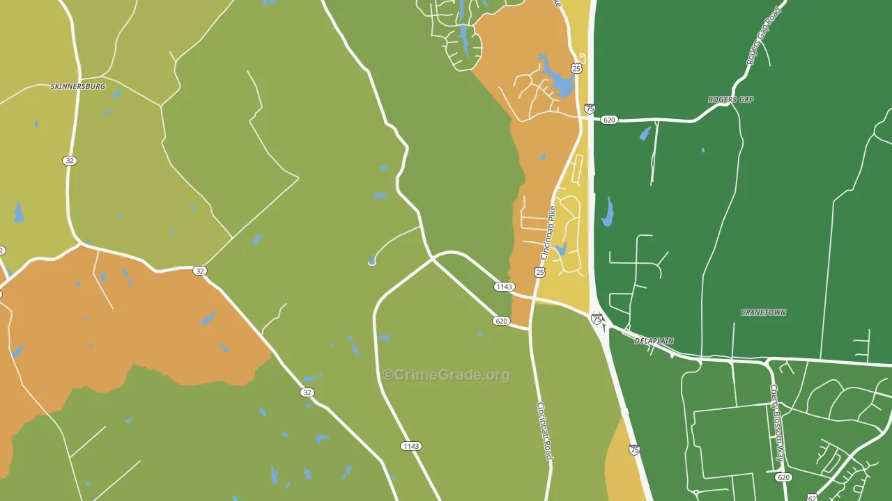 Delaplain, KY Map of Vehicle Theft Rates