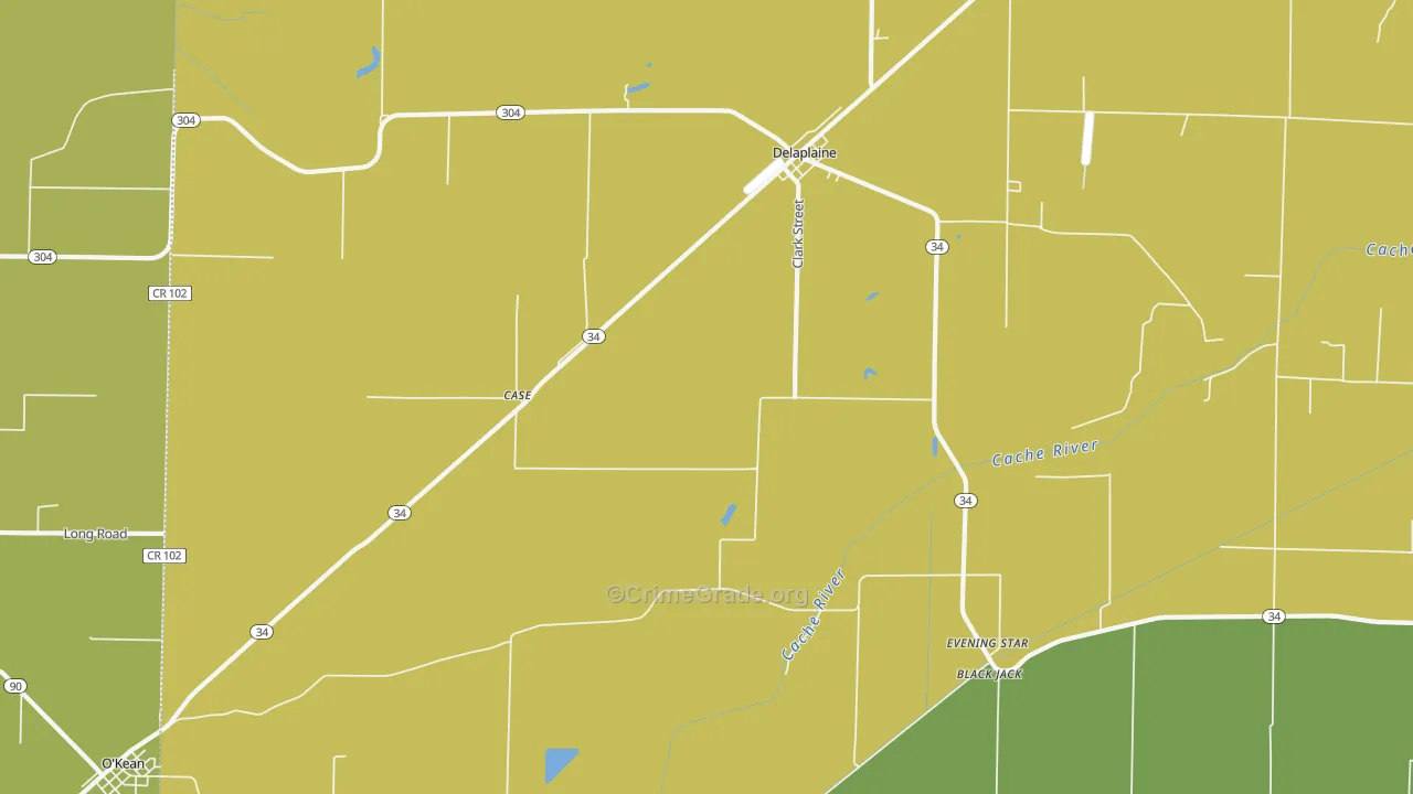 Delaplaine, AR Map of Vehicle Theft Rates