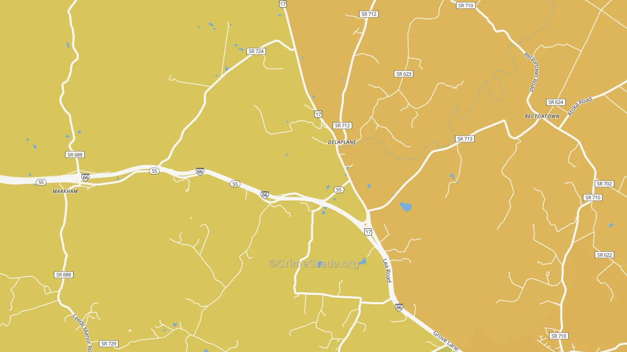 Delaplane, VA Map of Vehicle Theft Rates