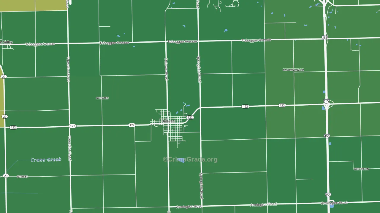 Delavan, IL Map of Vehicle Theft Rates