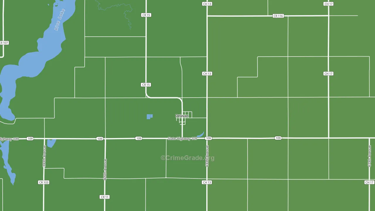 Delavan, MN Map of Vehicle Theft Rates