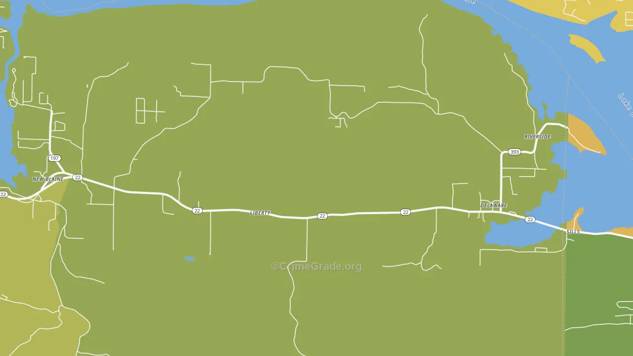Delaware, AR Map of Vehicle Theft Rates