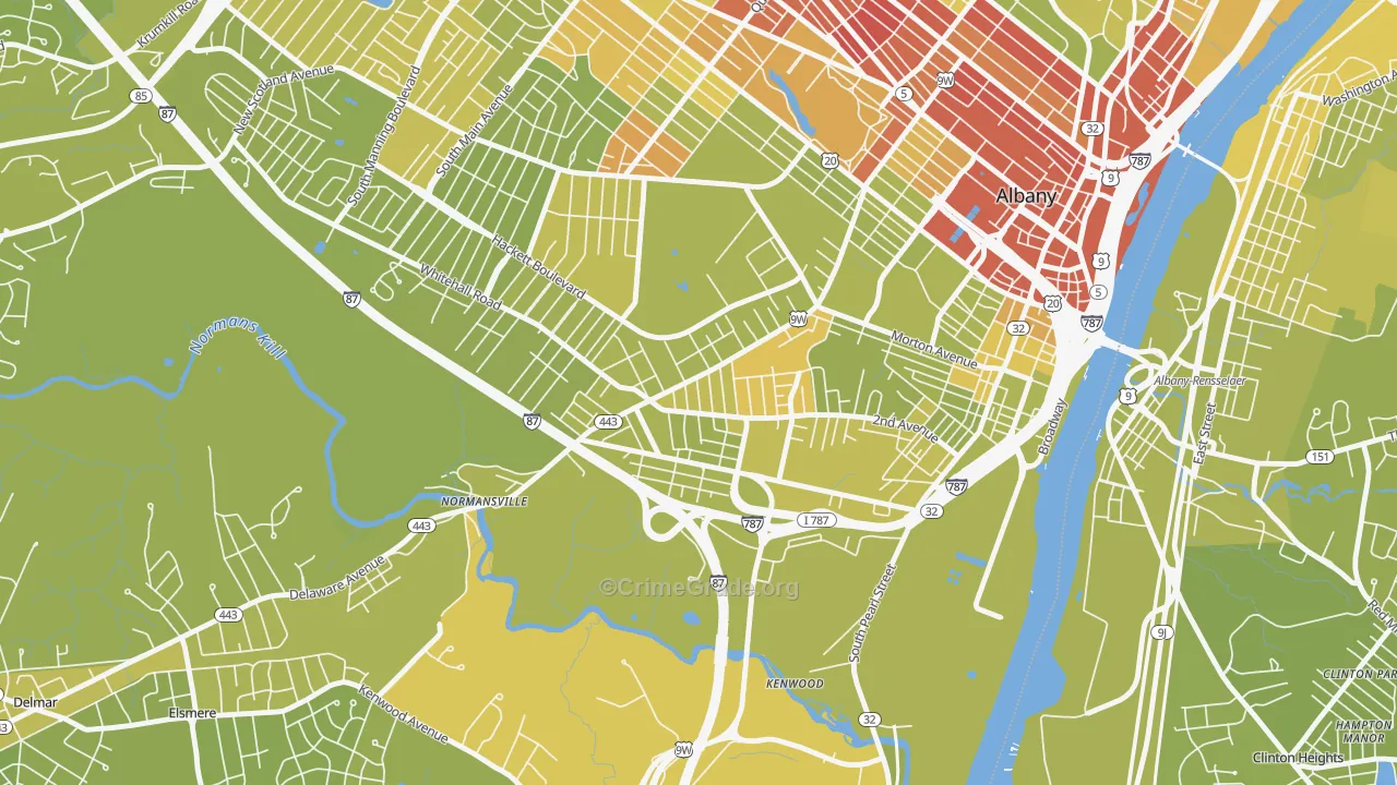 Delaware Avenue, Albany, NY Map of Vehicle Theft Rates