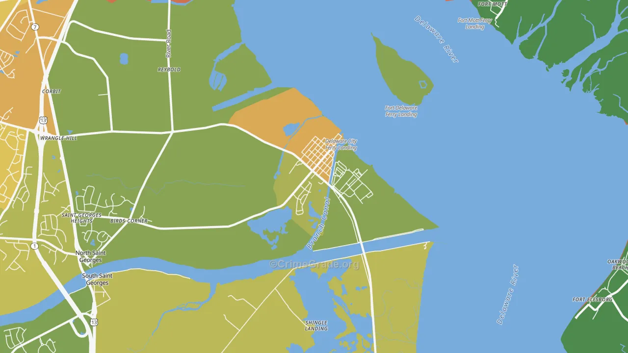 Delaware City, DE Map of Vehicle Theft Rates