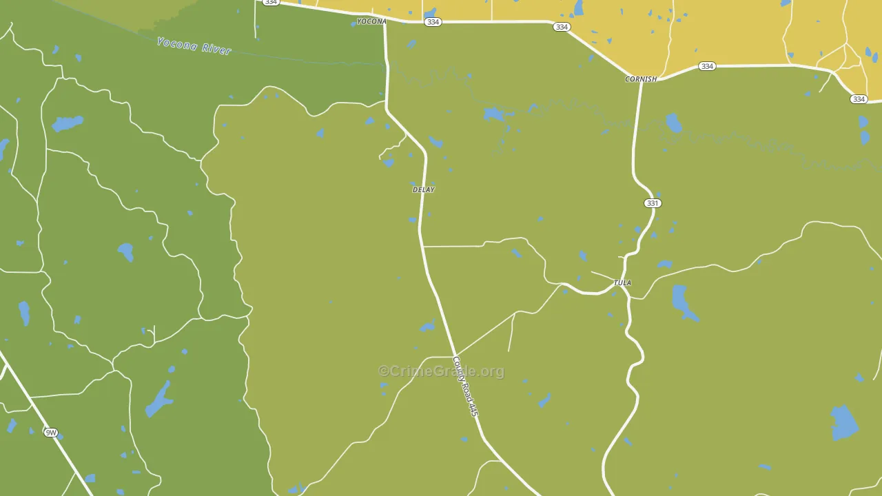 DeLay, MS Map of Vehicle Theft Rates