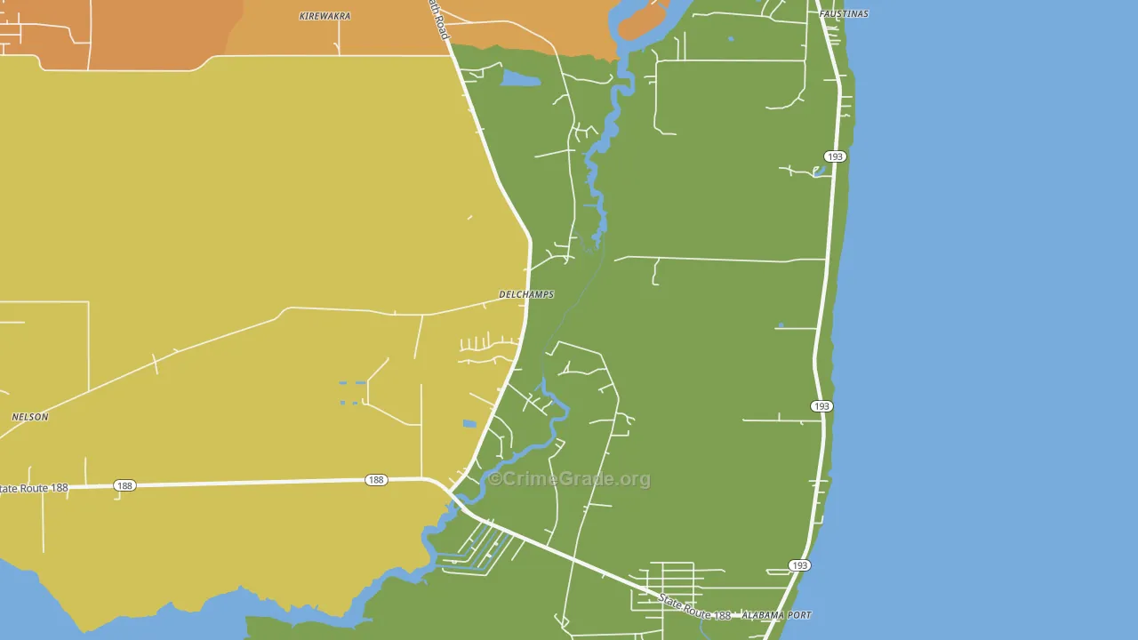 Delchamps, AL Map of Vehicle Theft Rates