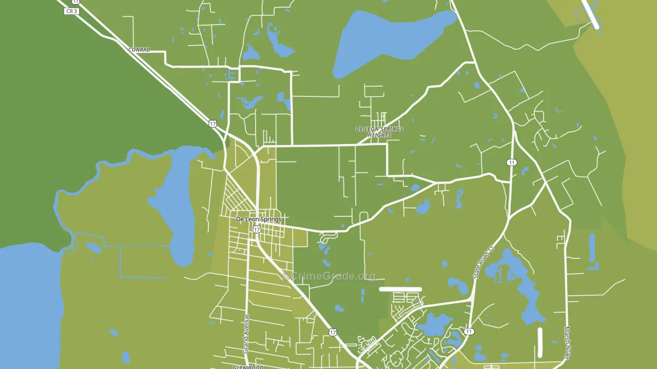 DeLeon Springs, FL Map of Vehicle Theft Rates