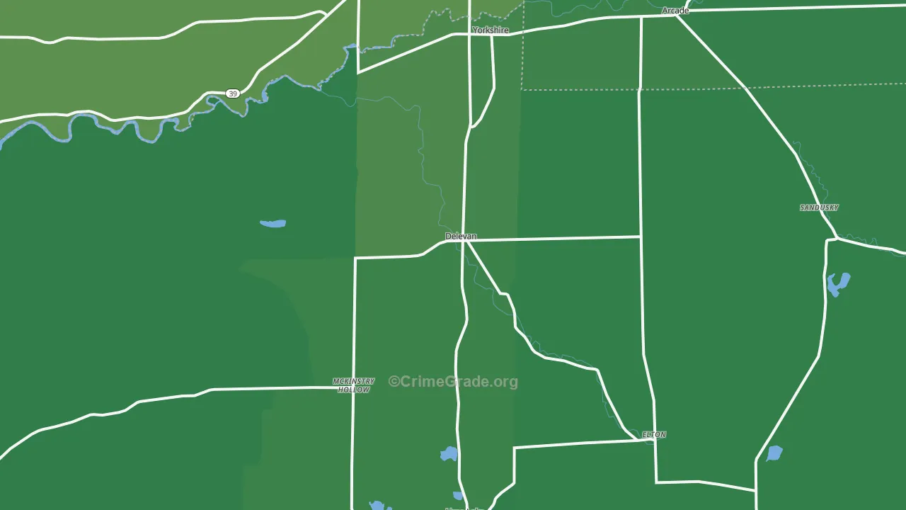 DeLevan, NY Map of Vehicle Theft Rates