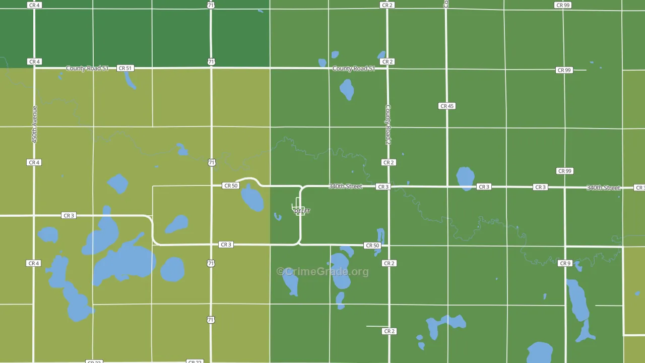 Delft, MN Map of Vehicle Theft Rates