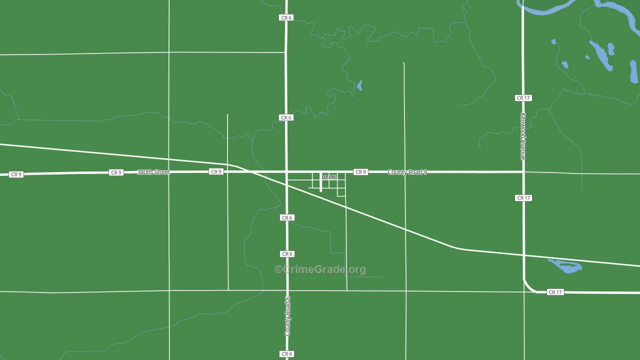Delhi, MN Map of Vehicle Theft Rates