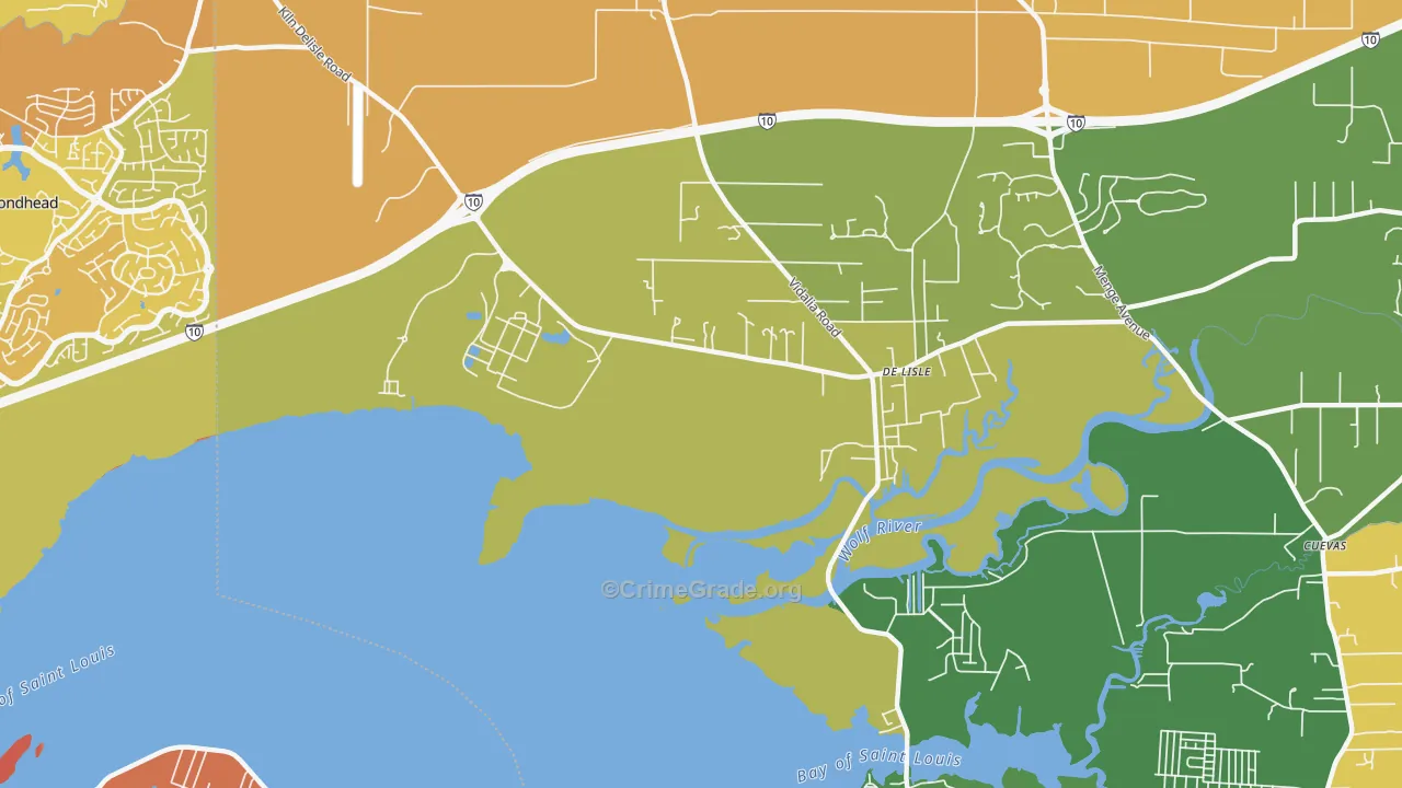 DeLisle, MS Map of Vehicle Theft Rates