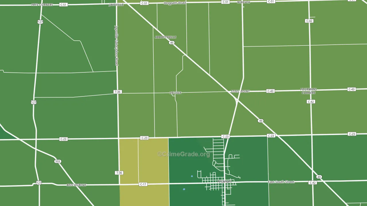 Delisle, OH Map of Vehicle Theft Rates