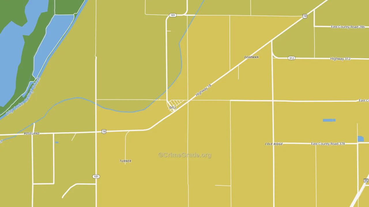 Dell, AR Map of Vehicle Theft Rates