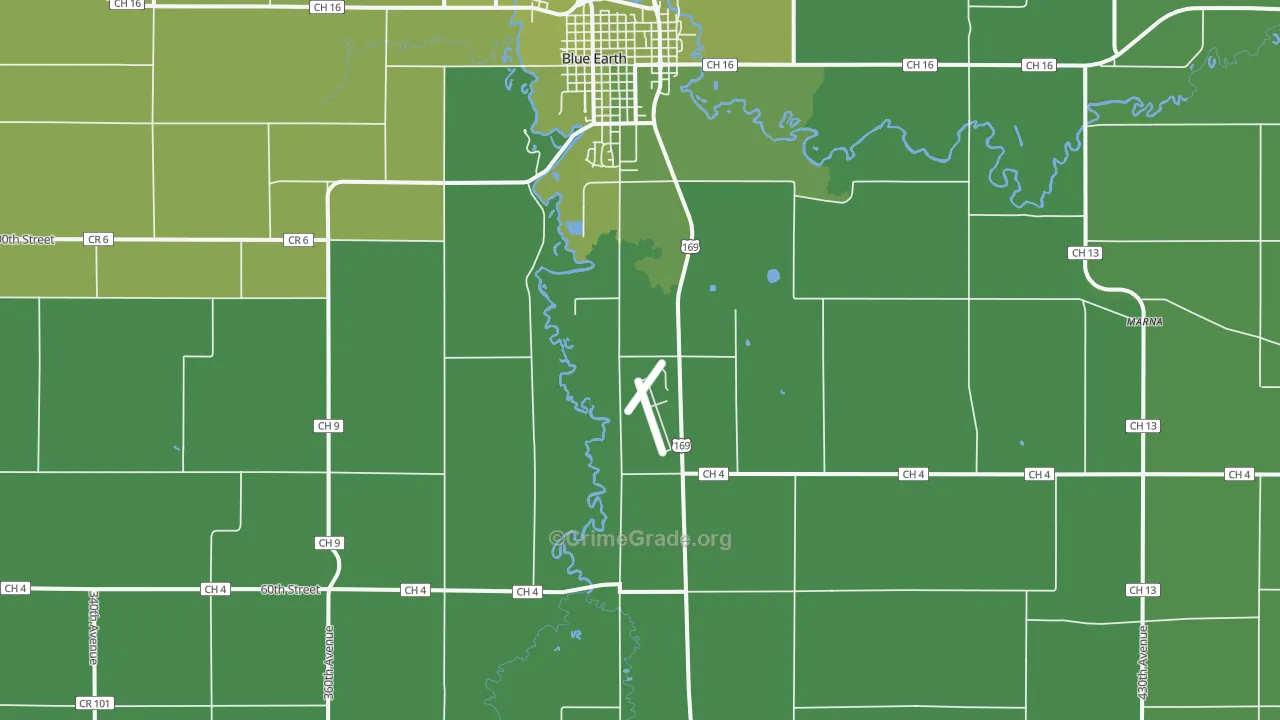 Dell, MN Map of Vehicle Theft Rates