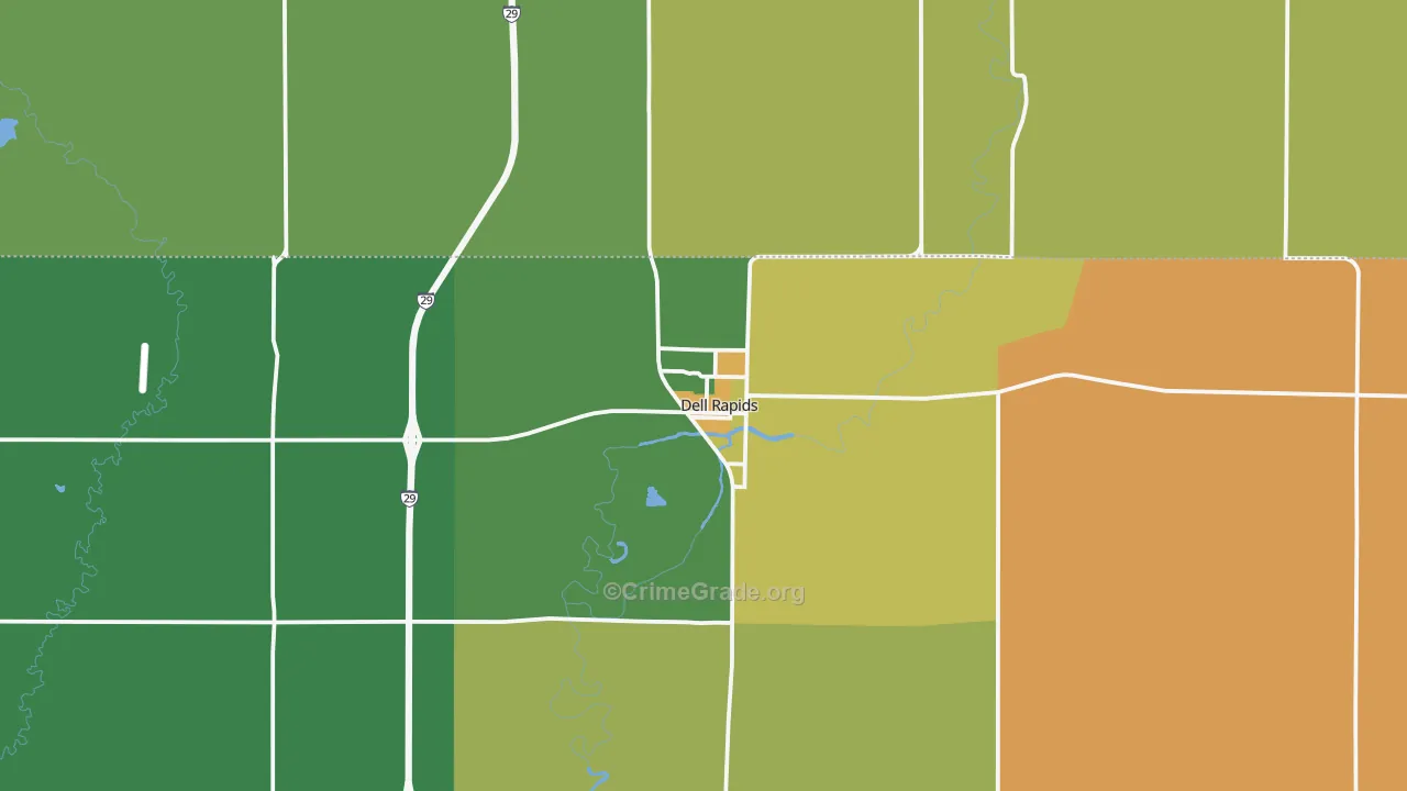 Dell Rapids, SD Map of Vehicle Theft Rates