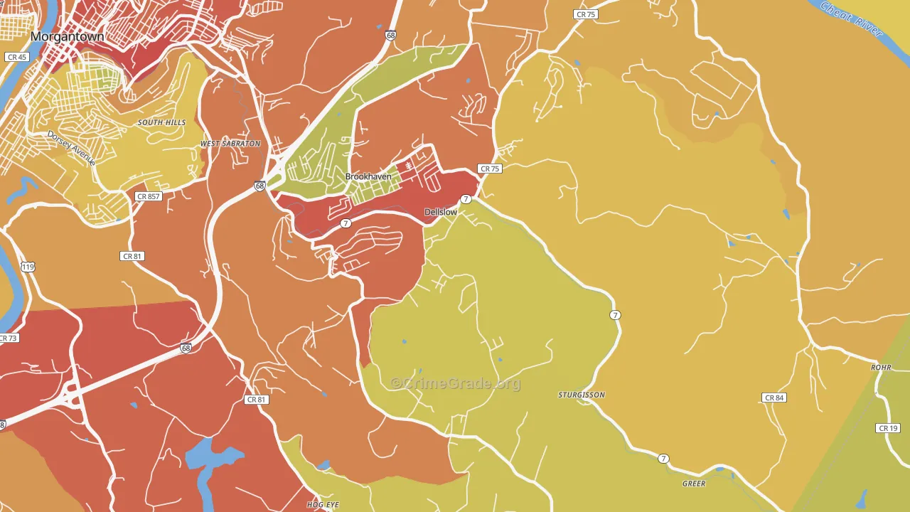 Dellslow, WV Map of Vehicle Theft Rates