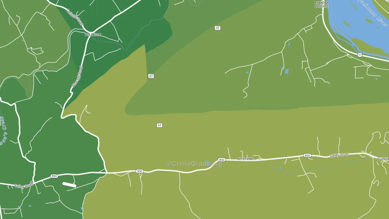 Dellville, PA Map of Vehicle Theft Rates