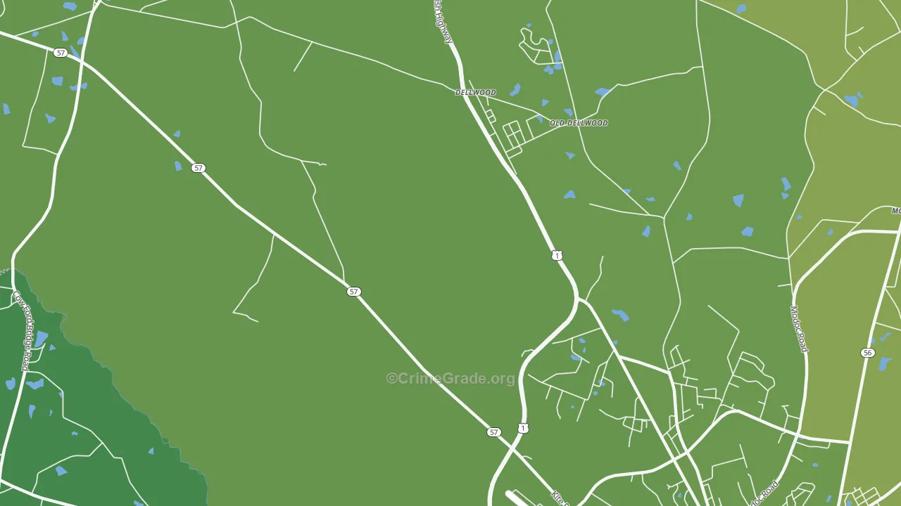 Dellwood, GA Map of Vehicle Theft Rates