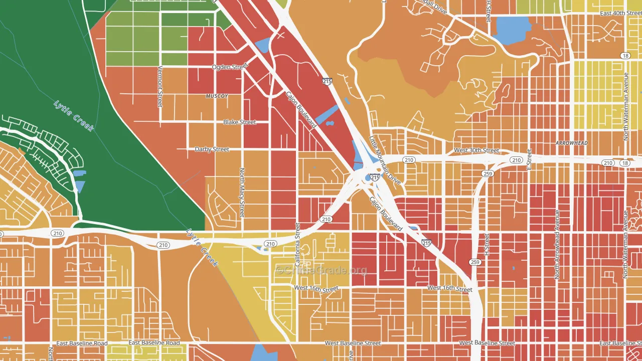 Delman, San Bernardino, CA Map of Vehicle Theft Rates