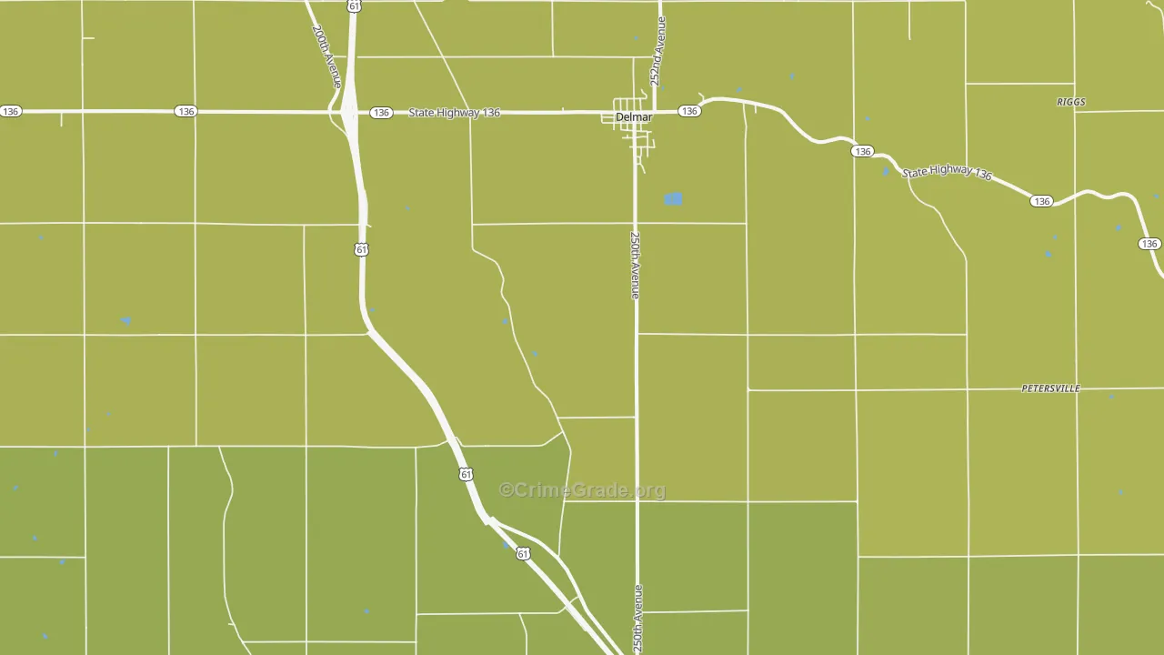 Delmar, IA Map of Vehicle Theft Rates