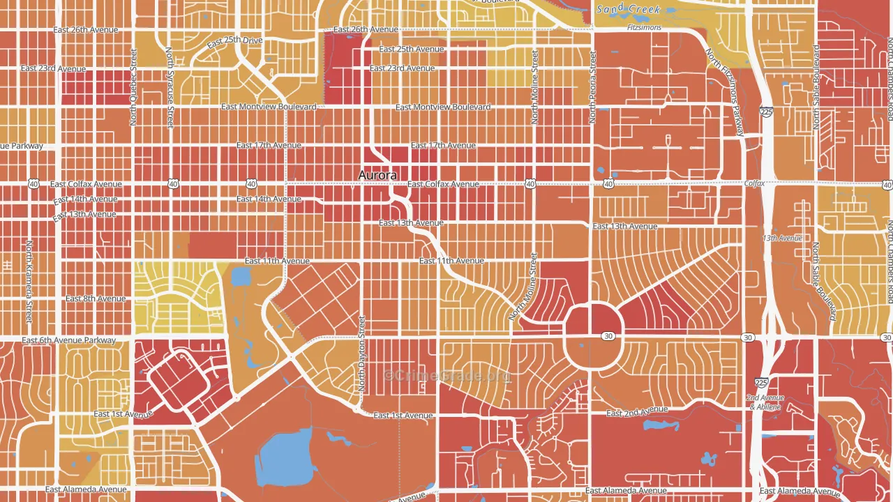 Delmar Parkway, Aurora, CO Map of Vehicle Theft Rates
