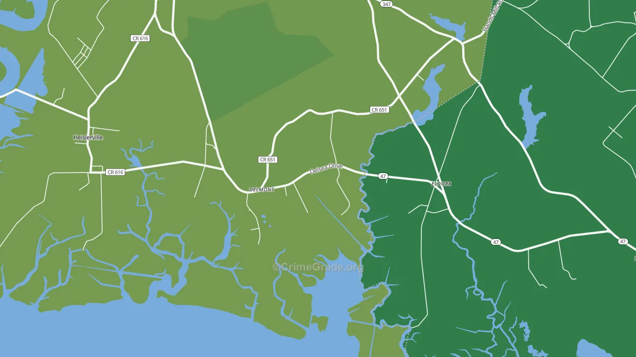 Delmont, NJ Map of Vehicle Theft Rates