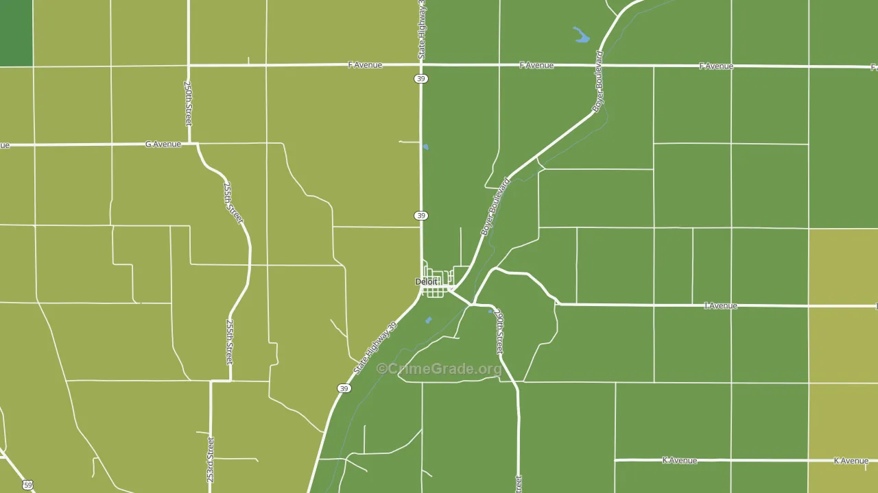 Deloit, IA Map of Vehicle Theft Rates