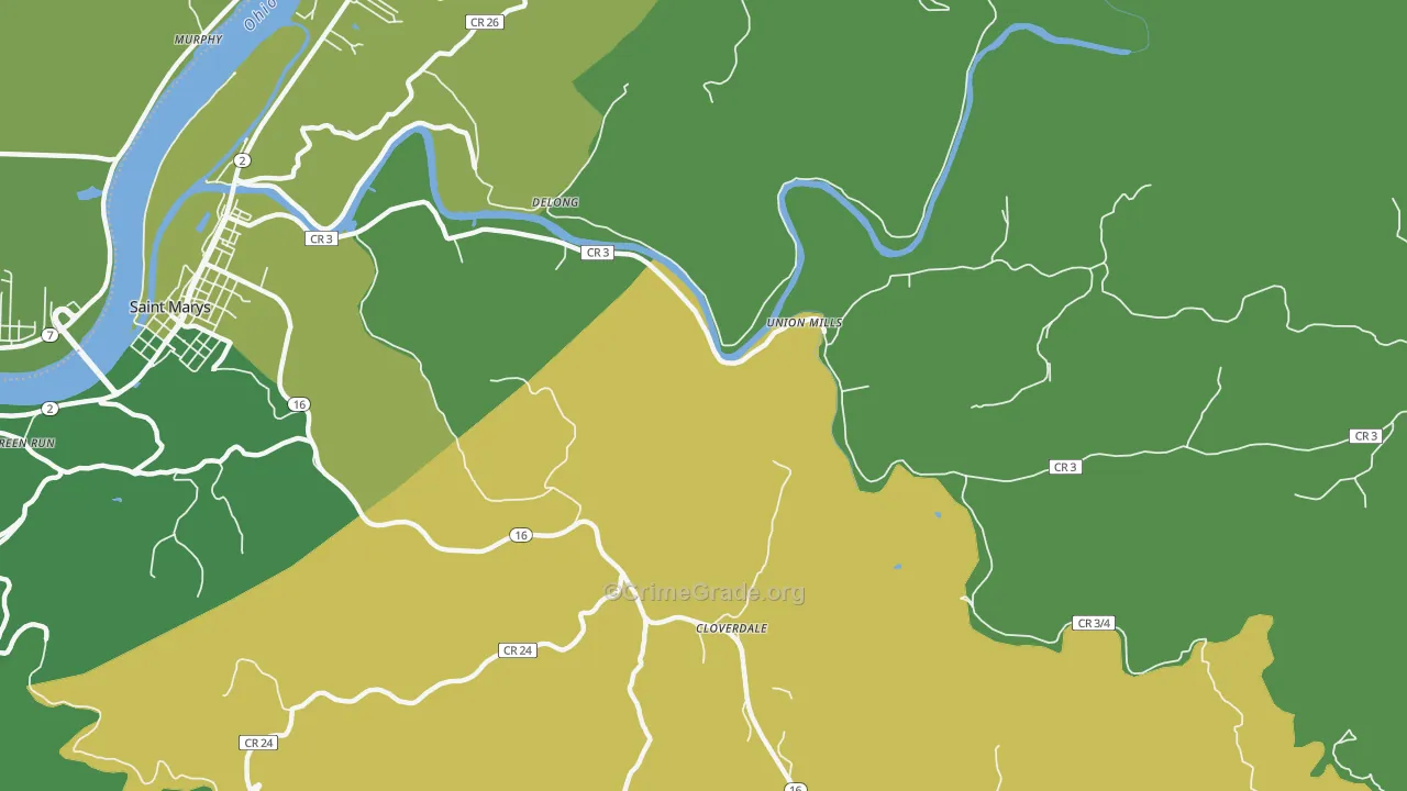 Delong, WV Map of Vehicle Theft Rates