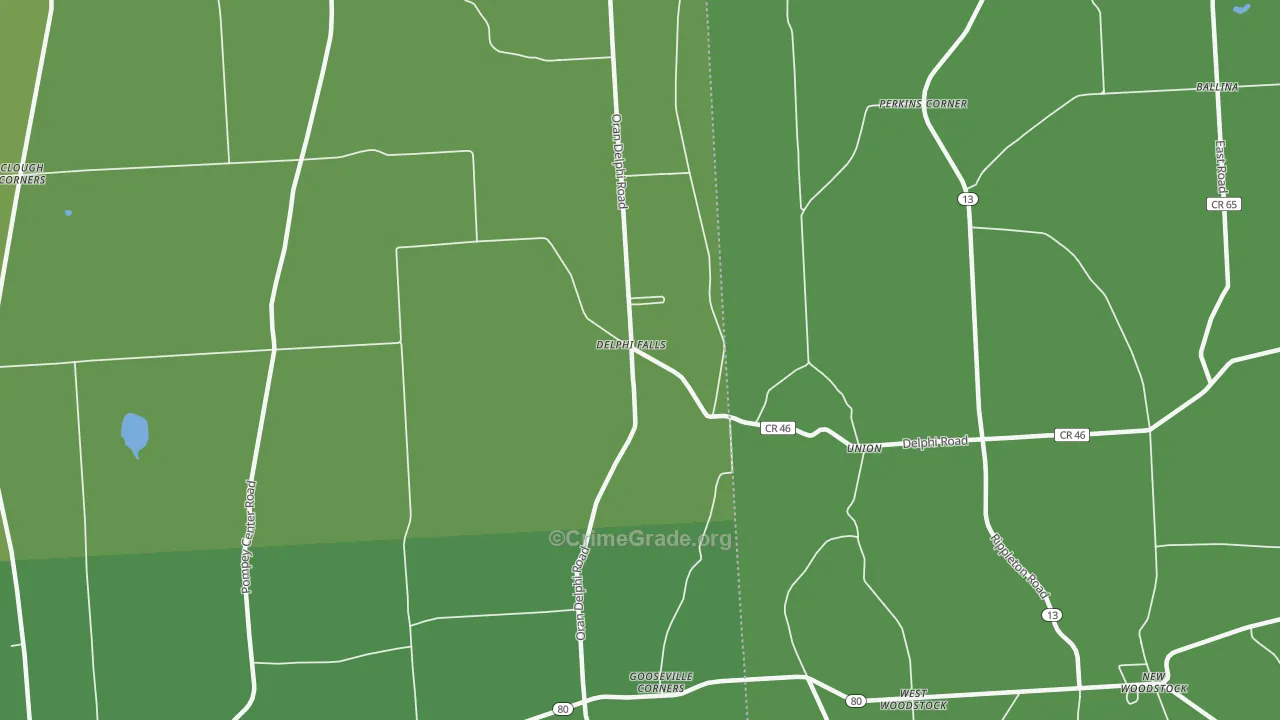 Delphi Falls, NY Map of Vehicle Theft Rates