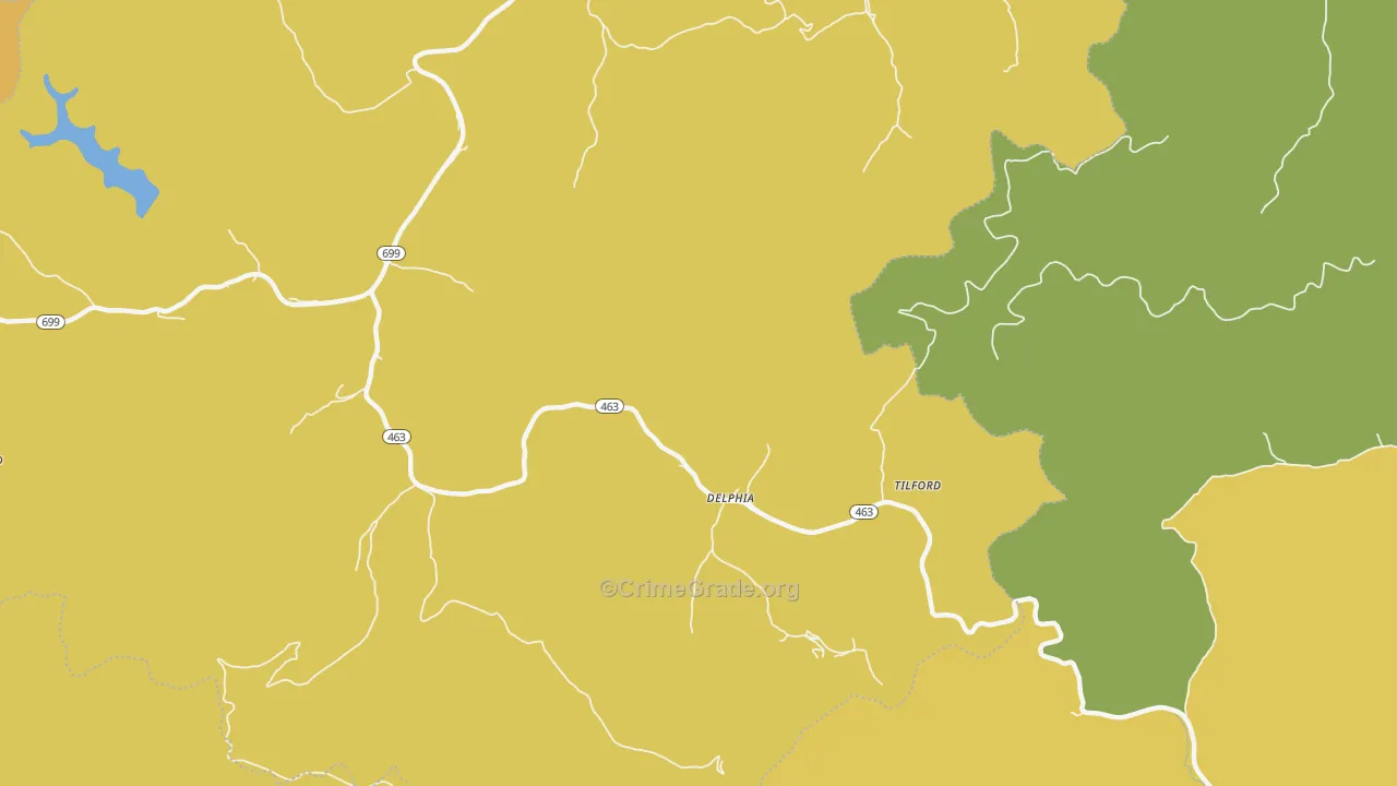 Delphia, KY Map of Vehicle Theft Rates