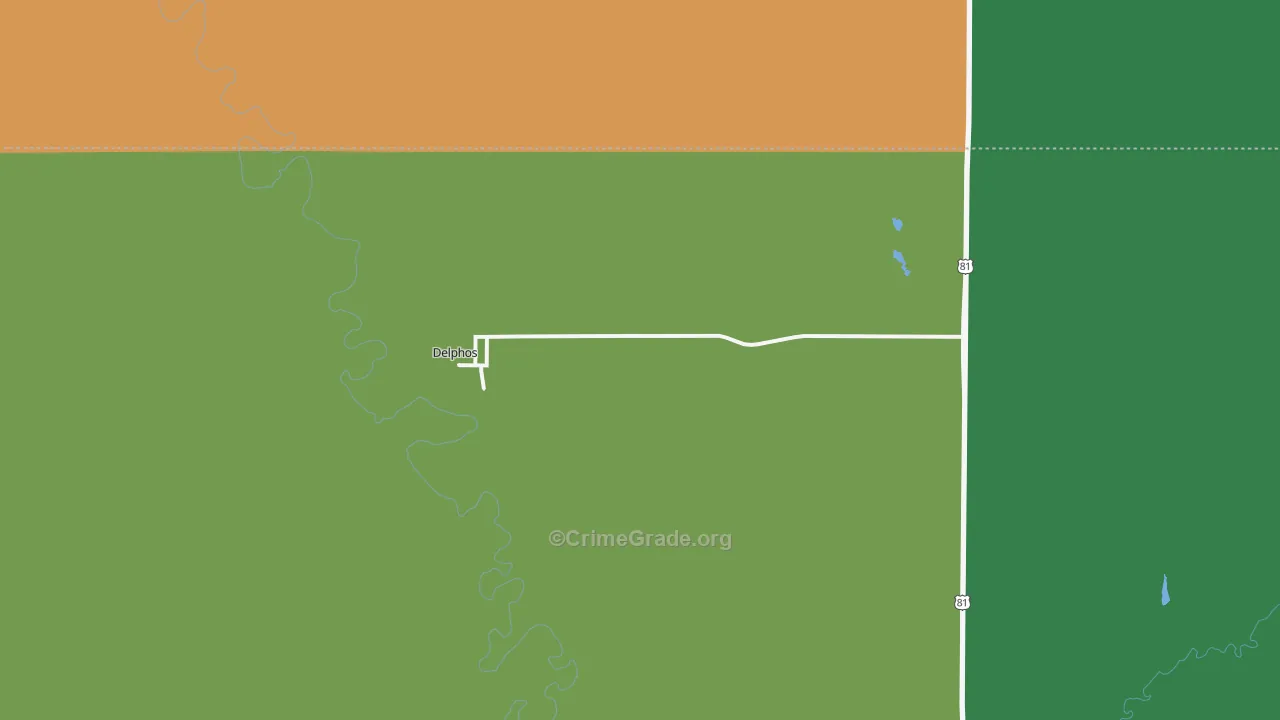 Delphos, KS Map of Vehicle Theft Rates