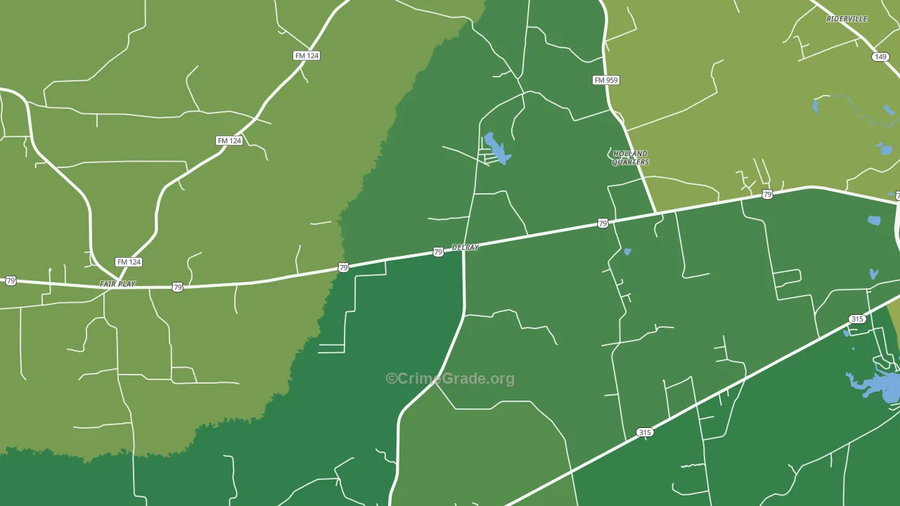 Delray, TX Map of Vehicle Theft Rates