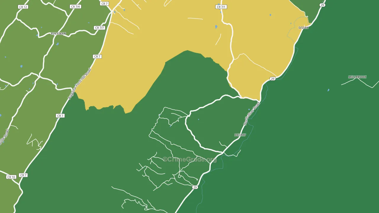 Delray, WV Map of Vehicle Theft Rates