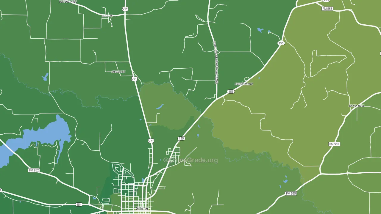 Delrose, TX Map of Vehicle Theft Rates