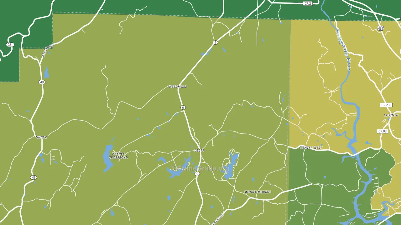 Delta, AL Map of Vehicle Theft Rates